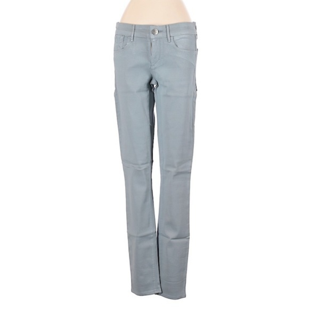 Habitual 26 blue/metallic mid-rise cotton blend skinny jeans